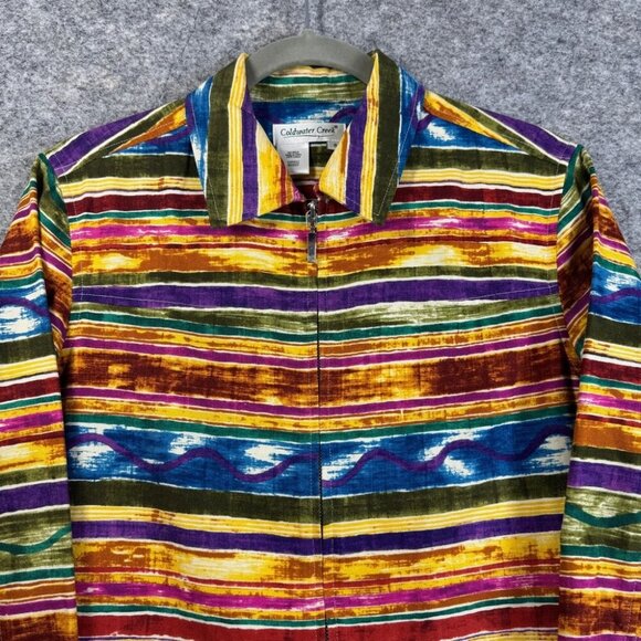 Coldwater Creek Rainbow Striped Zipper Cowgirl Cotton Western Jacket Small - Picture 2 of 16